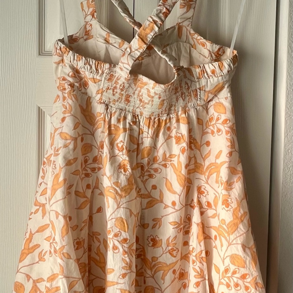 Anthropologie Maeve 100% Cotton Floral Sundress - Orange on White Print - Lined - Picture 5 of 8